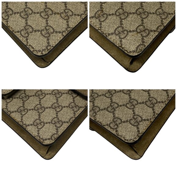 Auth GUCCI Dionysus GG Supreme Mini Bag 421970 Beige Brown PVC Suede - Picture 16 of 16